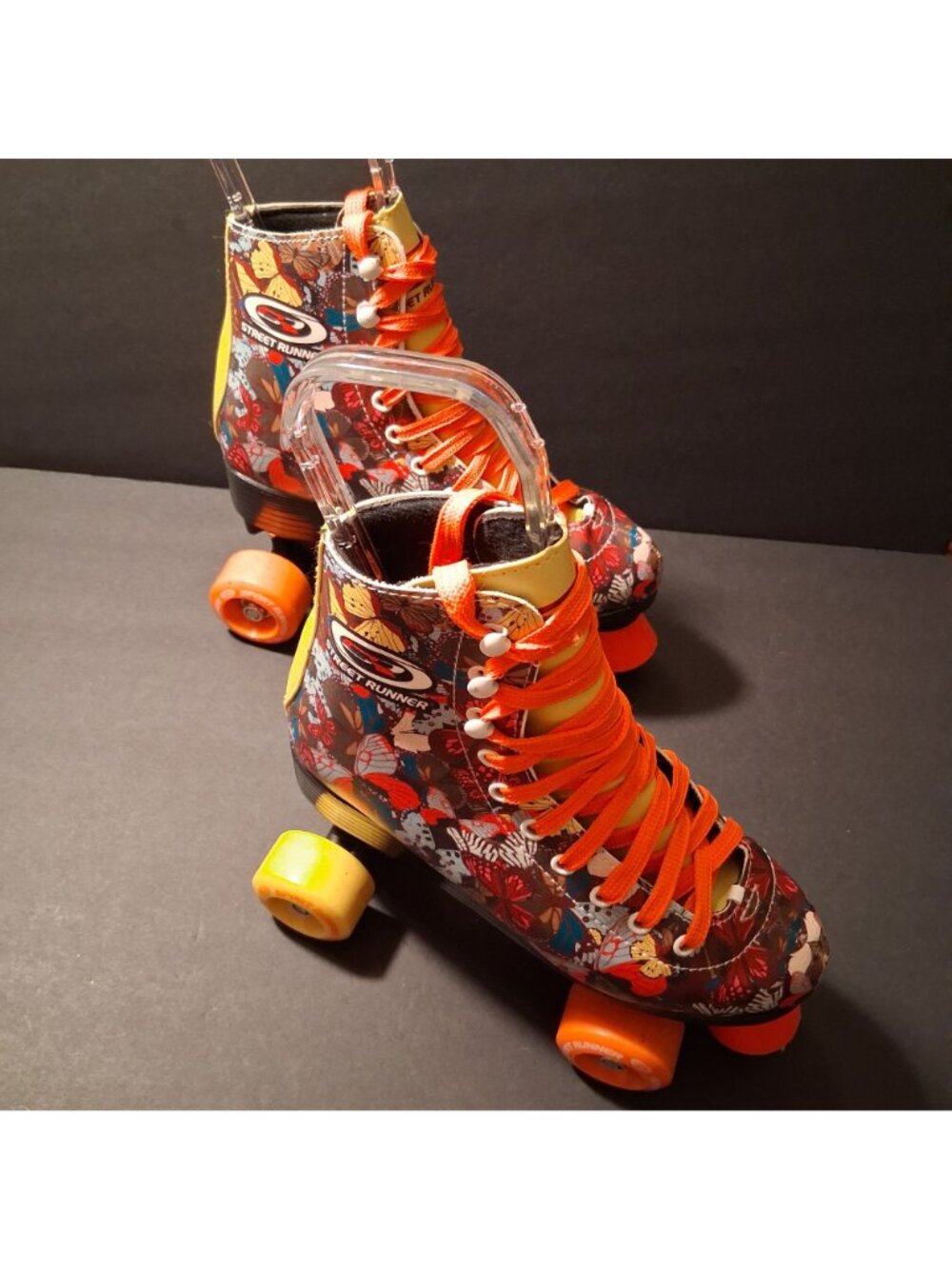 Roller Skates Street Runner Butterfly Print Size 38 With Orange Laces & Yellow - Picture 2 of 10
